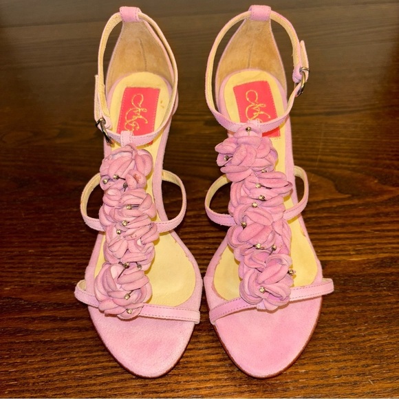 MS Shoe Design Handmade Brazil Pink Leather Diamond Pins 'ANNA' Sandals 5 Heels - Picture 11 of 16